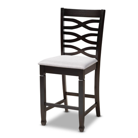 Baxton Studio Lanier Gray Upholstered Espresso Finished 5-Piece Wood Pub Set 157-9600-9776